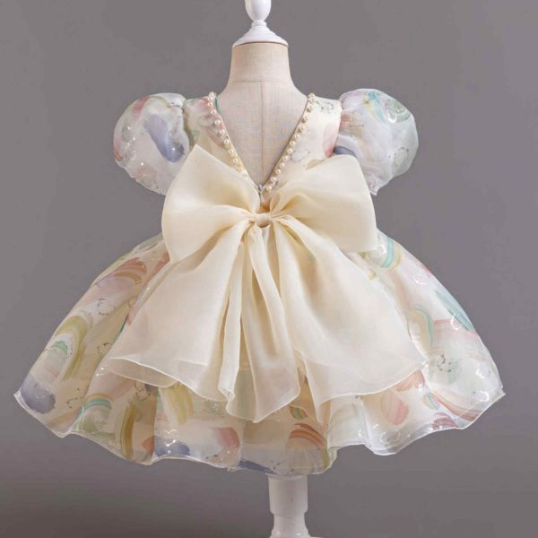 Colorful Pearl-Detail Dress for Girls - Image 3
